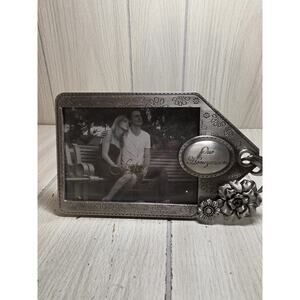 Fetco Frame "Our Honeymoon" Chrome Finish 5X3.5 Photo Newlyweds Wedding Pewter